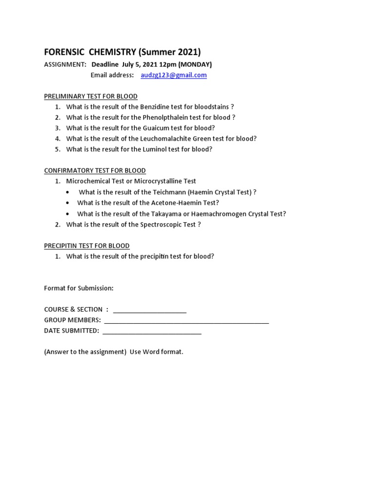 Microchemical Blood Tests Overview | PDF