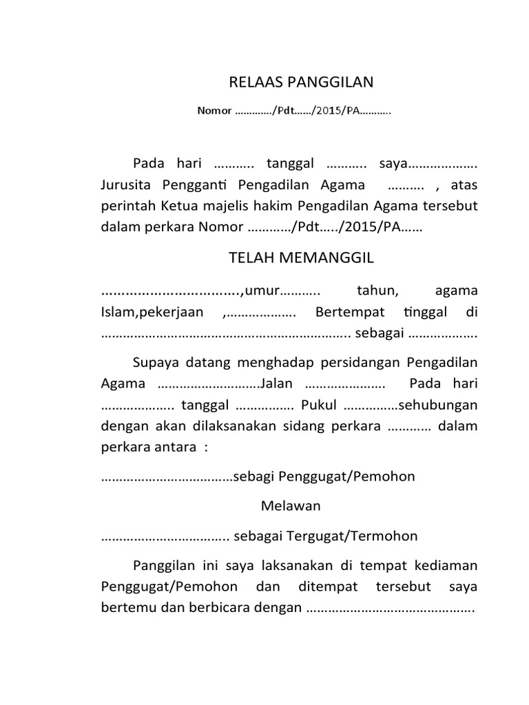 Relaas Panggilan | PDF