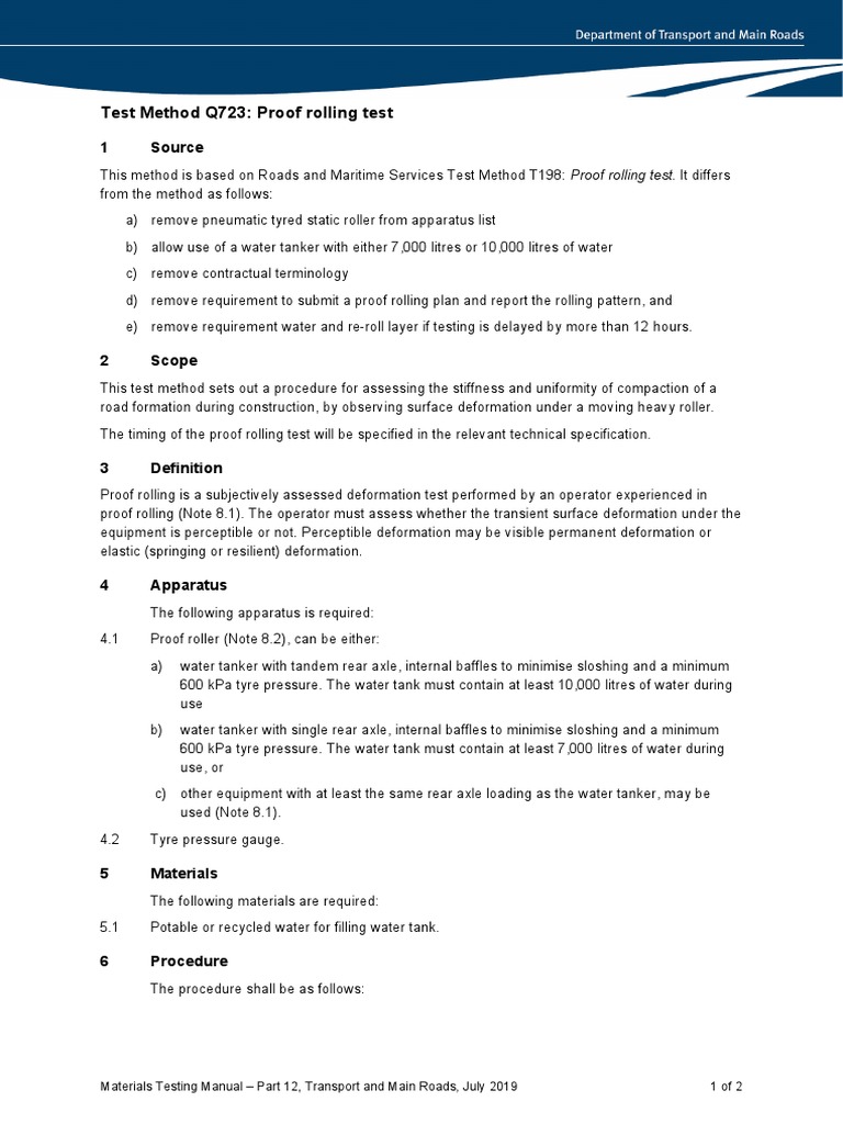 Proof Rolling Test Method Q723 | PDF | Tire | Deformation (Engineering)