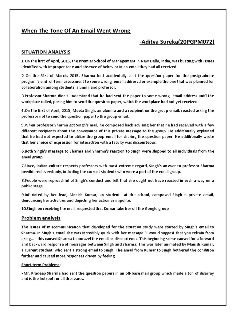 Email Tone Miscommunication Analysis | PDF | Mail | Communication