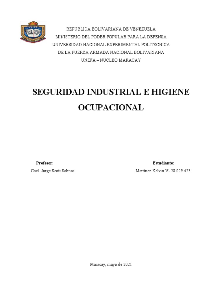 Seguridad e Higiene en el Trabajo | PDF | Seguridad y salud ocupacional ...
