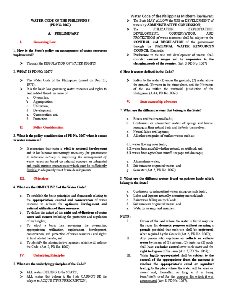 Overview of the Water Code (PD 1067) | PDF | Navigability | River
