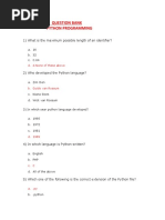 Question Bank Python Programming: 1) What Is The Maximum Possible Length of An Identifier?