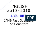 JAMB English Language Past Questions and Answers 2010 - 2018