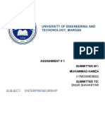 University of Engineering and Techonology, Mardan: Subject: Enterpreneurship
