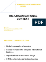 The Organisational Context Context: International Human Resource Management INE3023