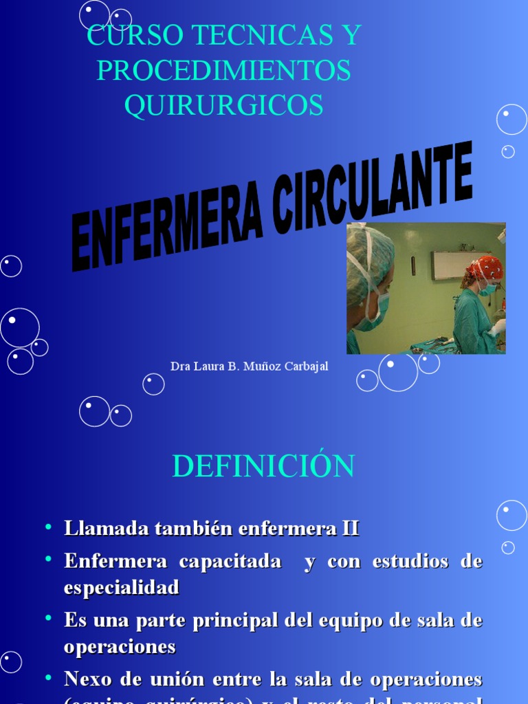 Enfermera Circulante | PDF | Enfermería | Cirugía