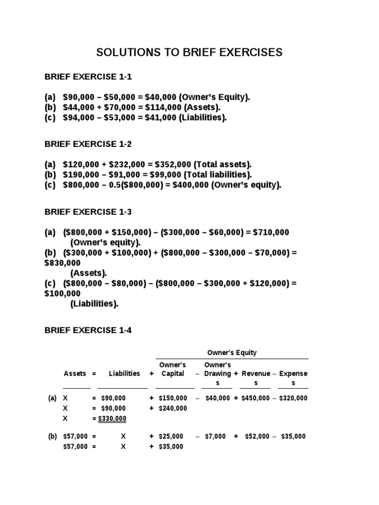 Accounting Brief Exercises Solutions | PDF | Debits And Credits ...
