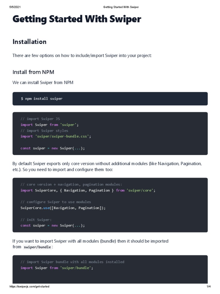 Getting Started With Swiper | PDF | Web Development | Application Software