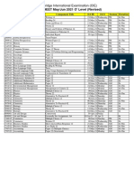 DATE SHEET May/Jun 2021 O' Level (Revised) : Cambridge International Examination (CIE)