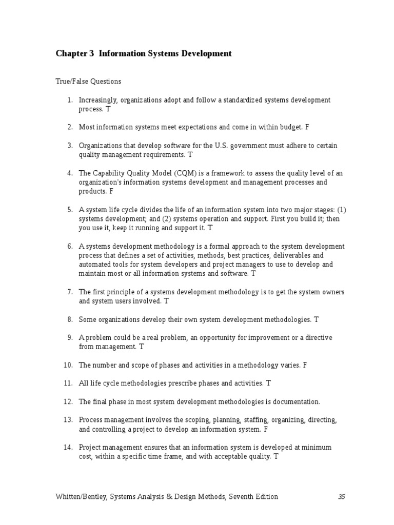 INFORS CHAP 3 (TRUEorFALSE) | PDF | Software Development Process ...