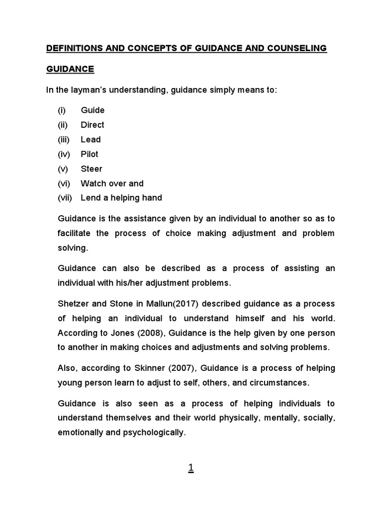 Guidance and Counseling Concepts Explained | PDF | Value (Ethics) | Self