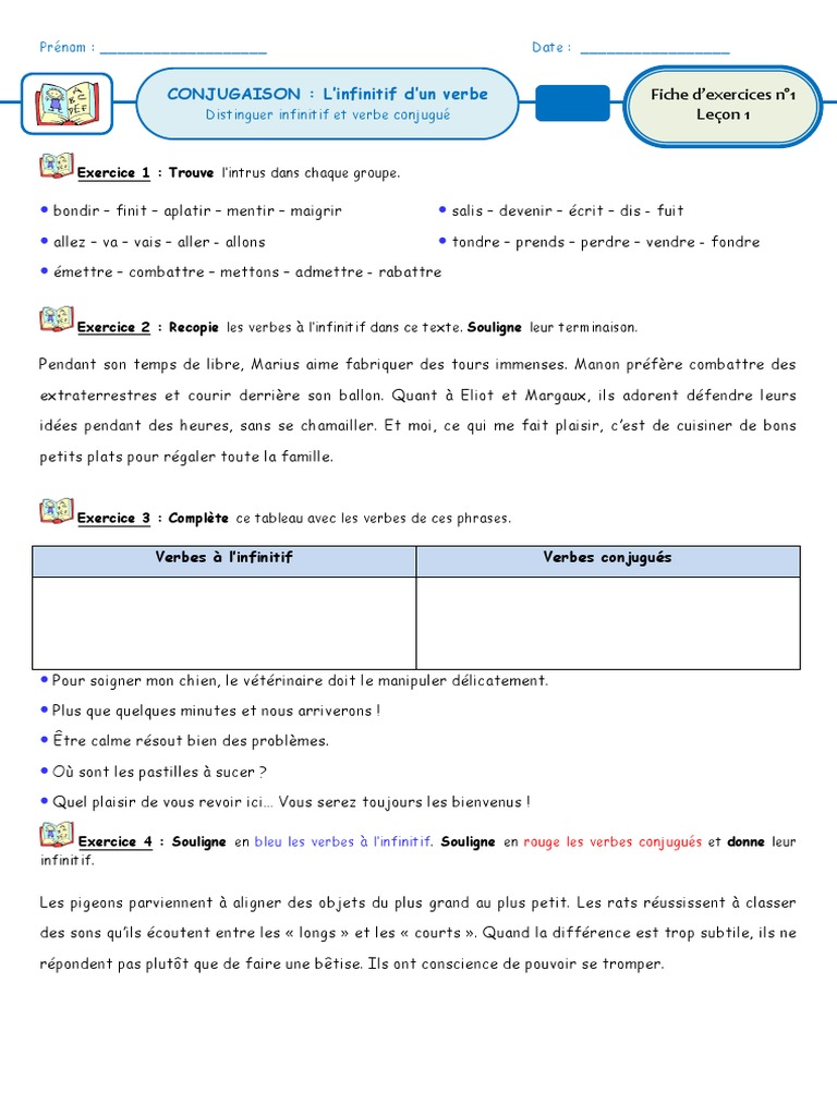 Distinguer Verbe Conjugué Et Verbe à L infinitif Ce2 Verbe - Infinitif - Groupe - Temps | PDF | Conjugaison | Verbe