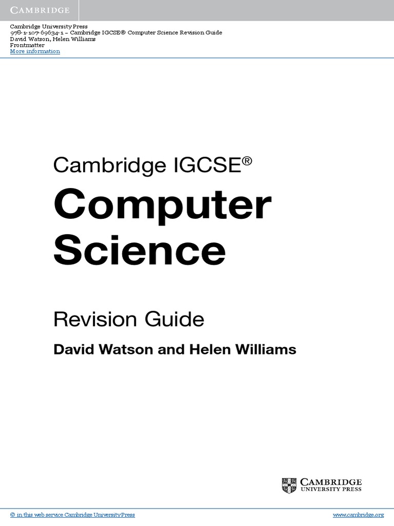 Cambridge IGCSE Computer Science PDF Logic Gate Input/Output