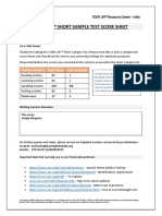 Toefl Ibt® Short Sample Test Score Sheet: Sections Scored Total Score Score Received