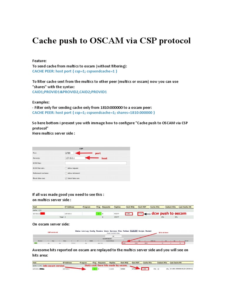 OSCAM Cache Push via CSP Protocol | PDF