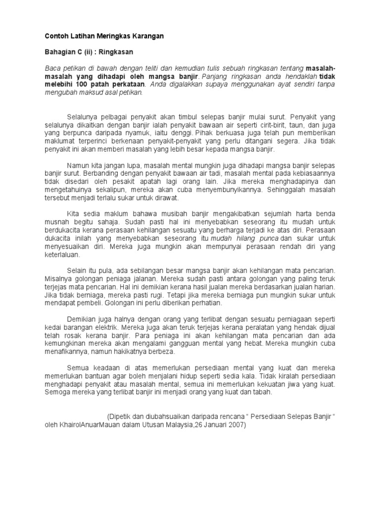 Ringkasan Masalah Banjir