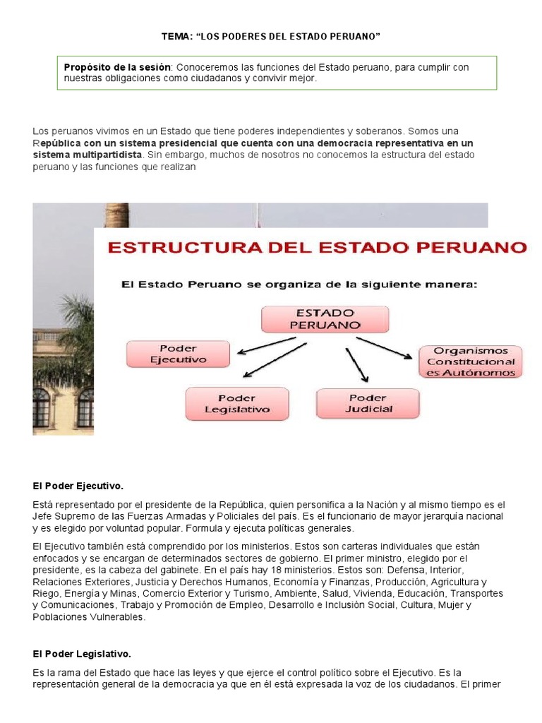 Estructura y Funciones del Estado Peruano | PDF | Separación de poderes ...