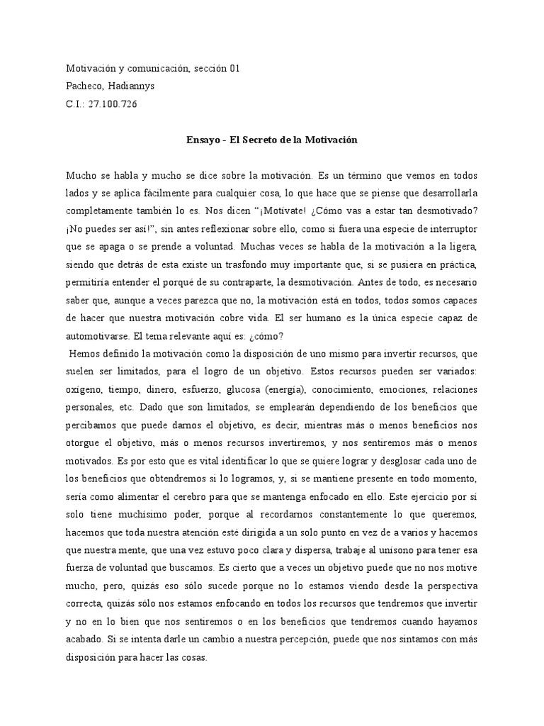 El Secreto de la Motivación | PDF | Motivación | Motivacional