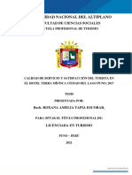 Calidad de servicio y satisfacción del turista en el Hotel Terra Mística Ciudad del Lago Puno