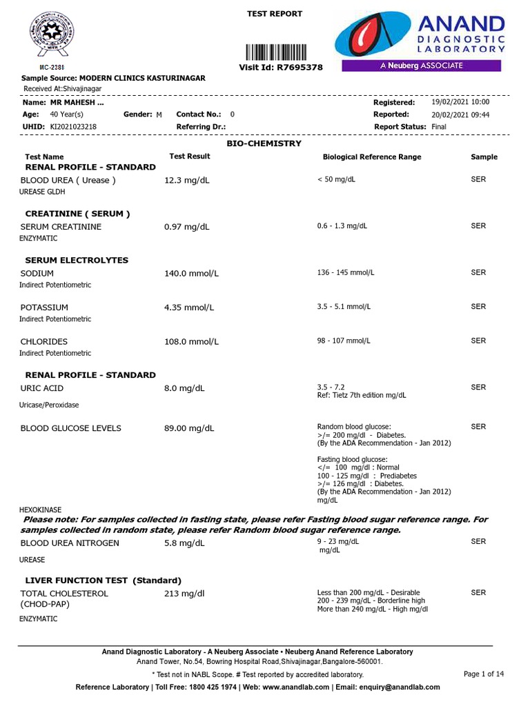 Anand Diagnostic Lab Test Report | PDF | Cytometry | Vitamin B12