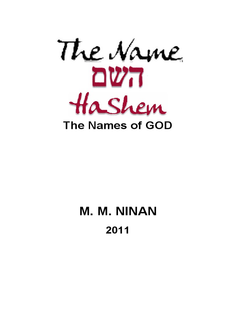 Understanding Hashem: Names of God | PDF | Names Of God In Judaism ...
