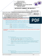 Learning Activity Sheet in Math 9: Science and Technology Education Center