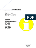 Maintenance Manual: Goods / Passenger Lift GPL 25 GPL 40 GPL 40F
