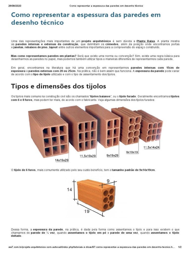 Como Representar A Espessura Das Paredes em Desenho Técnico | PDF ...
