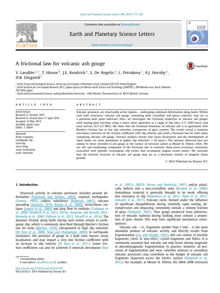 Earth and Planetary Science Letters | PDF | Magma | Earthquakes