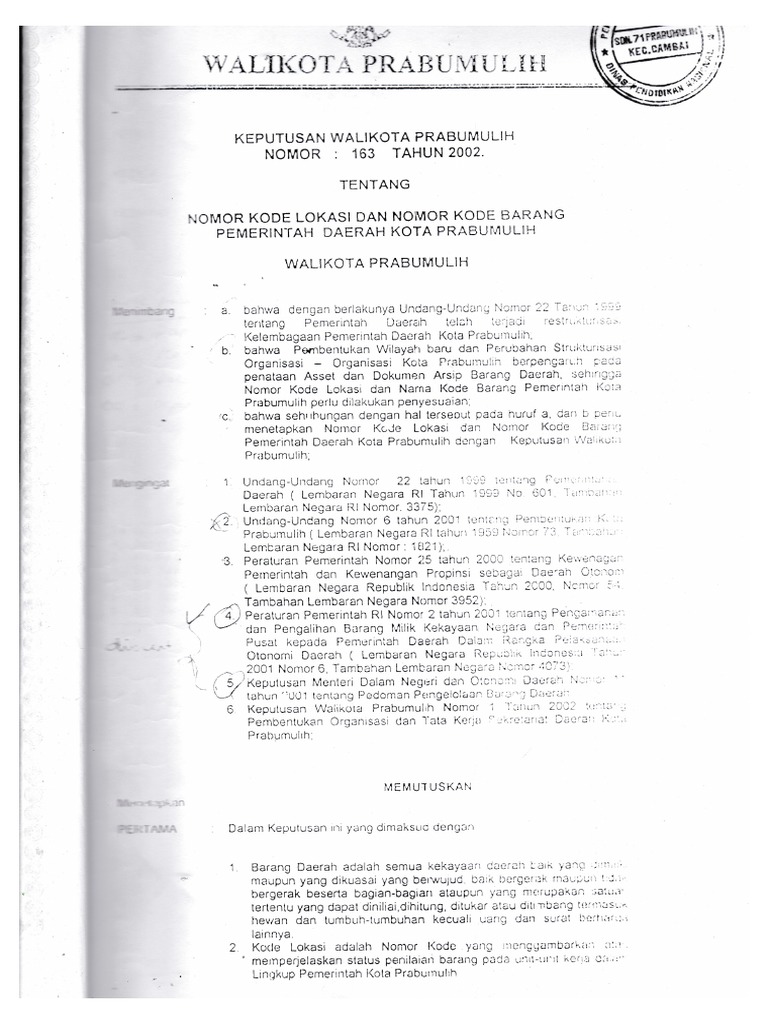 Kode Barang Inventaris | PDF