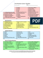 Trauma Reaction Cards Checklist: Behavior Reactions