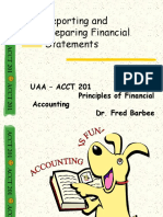 Reporting and Preparing Financial Statements: Uaa - Acct 201 Principles of Financial Accounting Dr. Fred Barbee