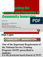 Understanding Community Immersion Principles