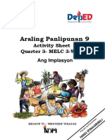 Araling Panlipunan 9: Activity Sheet Quarter 3-MELC 3-Week 3 Ang Implasyon