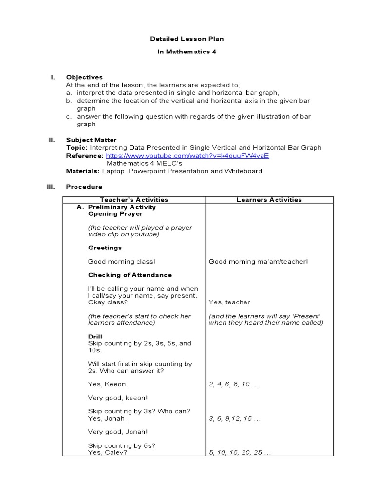 Final Demo Detailed Lesson Plan in Math 4 | PDF | Cartesian Coordinate ...