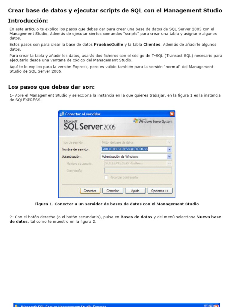Crear base de datos y ejecutar scripts de SQL con el Management Studio ...