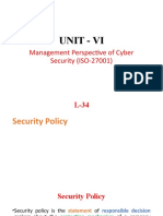 Unit - Vi: Management Perspective of Cyber Security (ISO-27001)