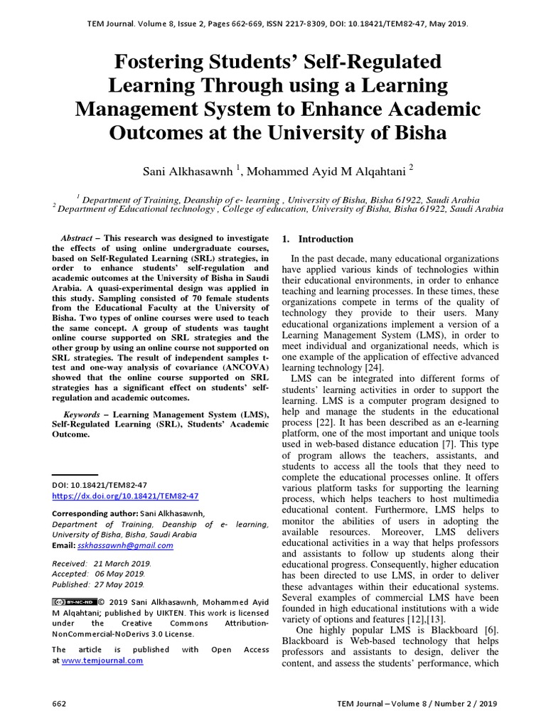 Fostering Students' Self-Regulated Learning Through Using A Learning ...