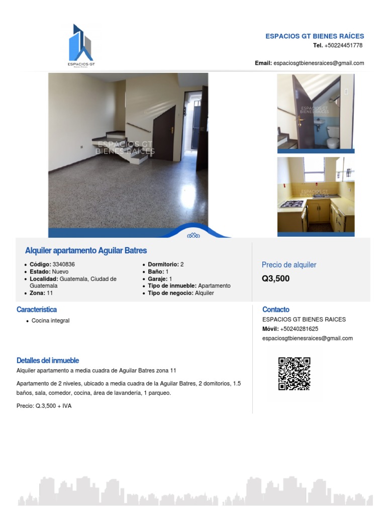 Alquiler Apartamento Aguilar Batres Espacios GT Bienes Raíces PDF