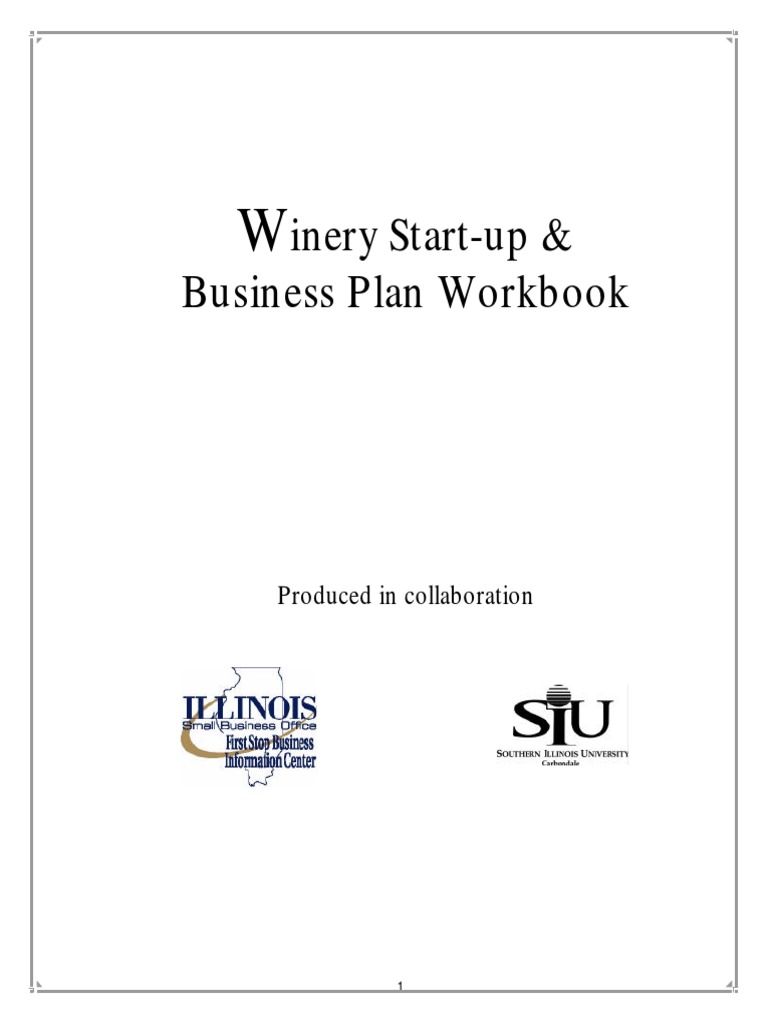 Winery Start Up Profile and Business Plan Work Book PDF Download Free