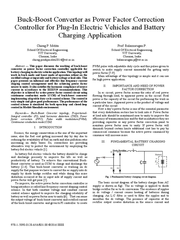 BuckBoost Converter As Power Factor Correction Controller For PlugIn