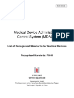 Medical Device Administrative Control System (MDACS) : List of Recognised Standards For Medical Devices