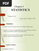 Statistics: Prepared By: Larry Jay B. Valero, LPT