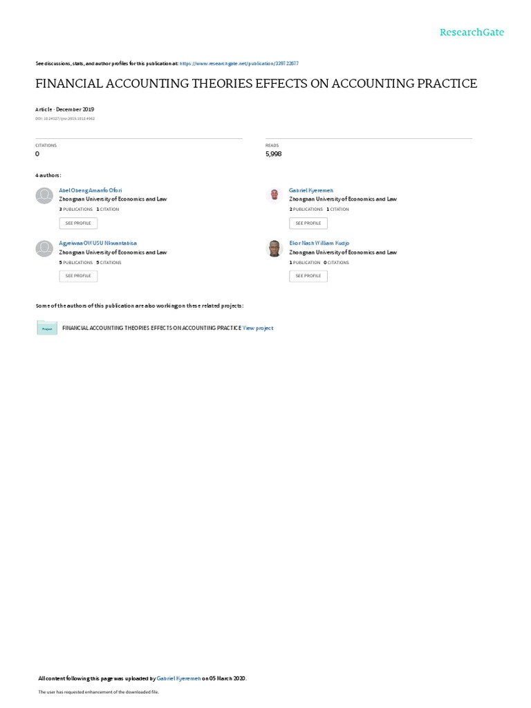 Financial Accounting Theories Effects On Accounting Practice PDF Theory Scientific Method