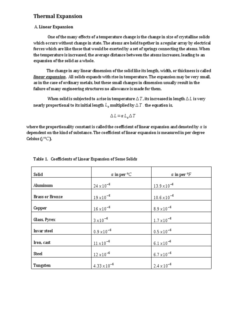 Thermal Expansion | PDF | Thermal Expansion | Physical Quantities