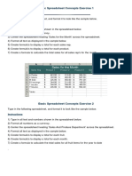 Basic Spreadsheet Concepts Exercise 1: Instructions