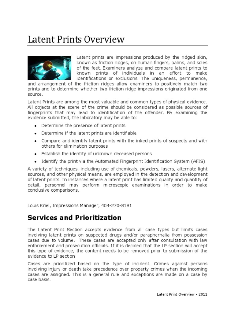 Latent Print Overview 2011 Pdf Fingerprint Chemicals