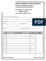 Acknowledgement For Assignments 2019