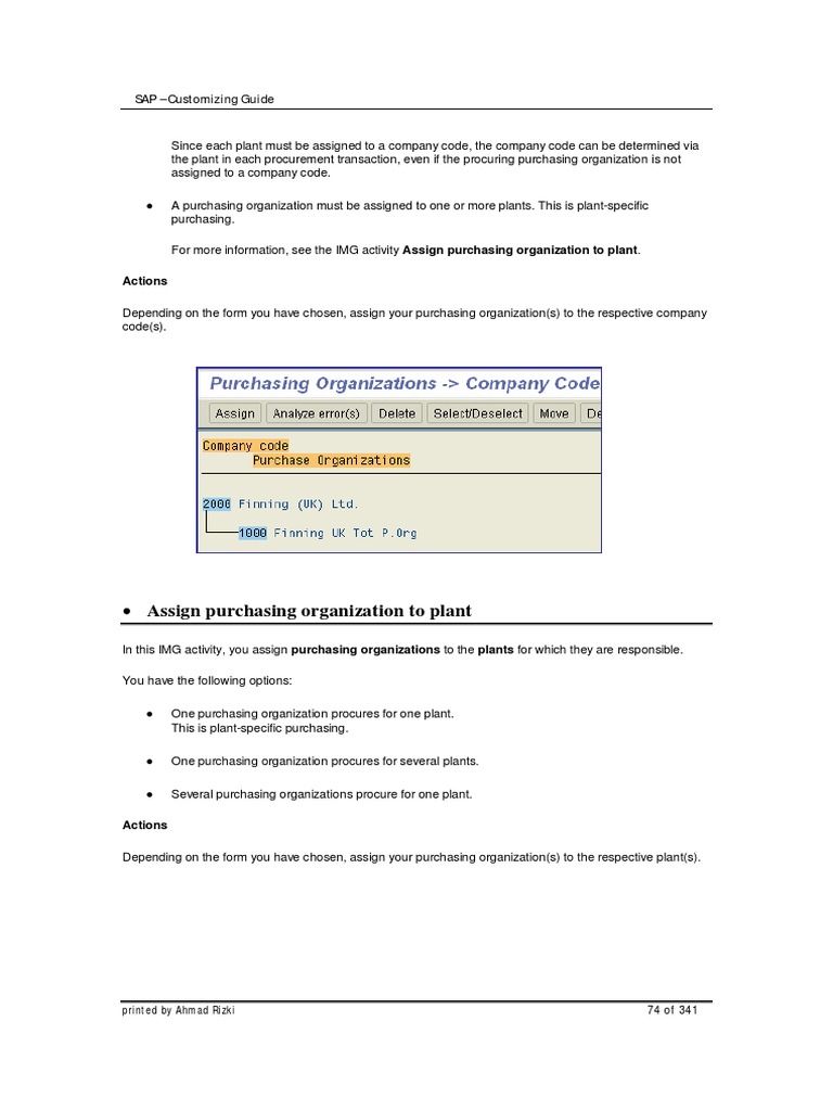 Assign Purchasing Org to Plant in SAP | PDF | Warehouse | Logistics